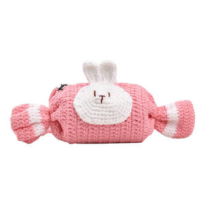 Sac bandoulière en coton au crochet, motif lapin blanc et bonbon, avec nœud moyen et fermeture à crochet, tendance, portable, pour femme, cadeau mignon - Product Image 5