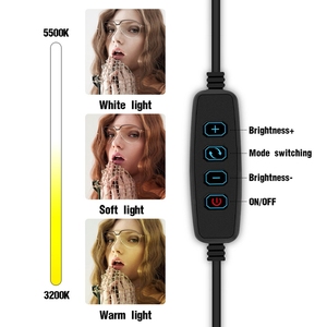 Anneau lumineux LED de 10 pouces 3200-5600K pour éclairage photographique et vidéo, intensité réglable, avec trépied et support de téléphone - Product Image 5
