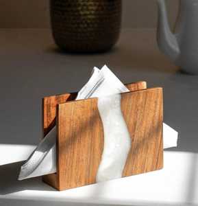 Porte-mouchoirs pour mariage, vaisselle de fête, porte-serviettes en papier, porte-serviettes en bois fini, porte-serviettes en bois unique et élégant, artisanat en résine - Product Image 6