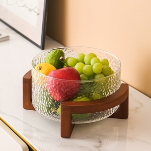 Bonne qualité directement en usine Grand bol mélangeur Saladier en verre avec couvercle en bois - Product Image 4