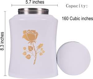 โกศน้ําหนักสูงสุด 160 ปอนด์สําหรับเถ้าผู้ใหญ่หญิง - โกศตกแต่งดอกกุหลาบผู้ใหญ่สําหรับงานศพขนาดใหญ่ (ดอกกุหลาบสีขาว 160 ลูกบาศก์นิ้ว) - Product Image 3