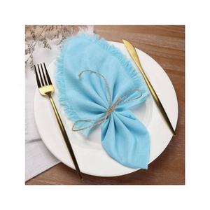 Servilleta Tejida de Algodón Orgánico Ligera, de Alta Calidad, Sostenible, de Color Turquesa Cuadrado, Bordada e Impresa Digitalmente - Product Image 1