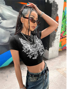 Mujeres Casual 100% algodón transpirable Y2K moda Tops Clubwear Street Party Tees - Product Image 2