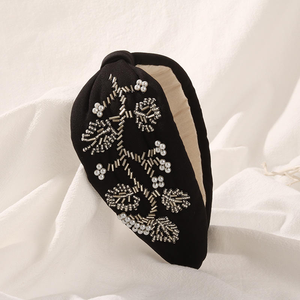 Diademas Bordadas a Mano con Tela, Flores de Esponja de Alta Costura, Diademas con Cuentas Preppy Importadas - Product Image 4