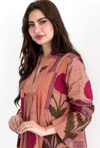 Atractivo 2025 manga larga patrón Floral Maxi Vestido Mujer elegante Floral Smocked Puff manga señora vestido precio al por mayor - Product Image 4