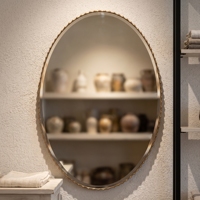 Miroir mural ovale décoratif en bois, cadre en bois vintage, miroir d'appoint rustique, style campagnard français, pour entrée, salle de bain, hôtel