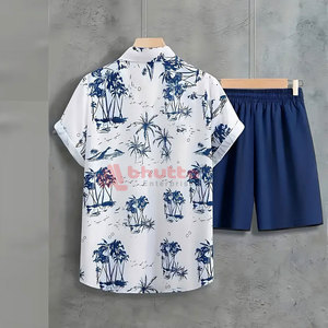 Ensemble short homme été haute qualité respirant décontracté à manches courtes avec logo couleur personnalisé impression numérique grande taille style urbain - Product Image 2