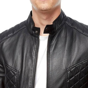 Chaqueta de Invierno para Hombre, 100% Cuero de Alta Calidad, Ecológica, Resistente al Viento, Gruesa, con Cierre, Informal, Transpirable, al por Mayor - Product Image 4