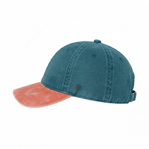 Gorra de Béisbol Deportiva de 6 Paneles en Sarga Lavada con Contraste de Color Teal y Coral, Unisex, Transpirable, Impermeable, con Logotipo Personalizado, Alta Calidad, OEM, ODM - Product Image 2