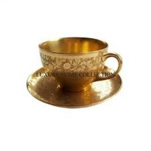 Authentic Indian Brass <b>Cups</b> and <b>Saucers</b> Perfect for Serving Chai or Coffee with an Aesthetic Appeal and Traditional Design - Product Image 4