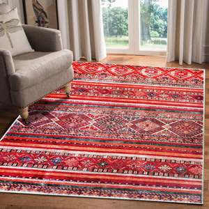 Netline Home Loomed Geometry Deep Red Heritage <b>Washable</b> <b>Rug</b> - Product Image 5