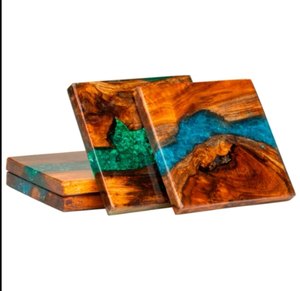 Gorgeous Resin And Wood Coasters Handcrafted with Care Perfect for Coffee <b>Tables</b> and Dining Rooms Housewarming or <b>Birthday</b> - Product Image 4
