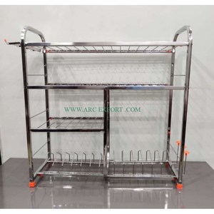 Stainless Steel Shining Polished Metallic Luxury Kitchen Racks Wall Hanging Organization and <b>Storage</b> Racks for Kitchen <b>Accessory</b> - Product Image 5