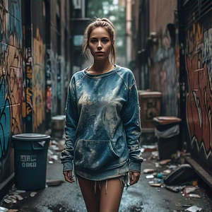 Sudadera Unisex Vintage con Lavado Ácido, Cuello Redondo, Hombros Caídos, Estilo Casual, 100% Algodón, Bordada, para Invierno - Product Image 5