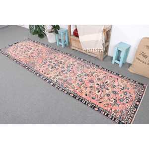 Turkish Vintage <b>Runner</b> <b>Rug</b> 2.8x9.8 ft (85x300 cm), Pink Animal Print <b>Rug</b> - Product Image 2