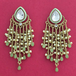 Boucles d'oreilles lustre Indo Western Meenakari fait à la main placage Mehndi bijoux de mode haut de gamme bijoux faits à la main grossistes Inde - Product Image 5