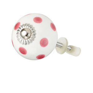 Boutons en céramique blanche industrielle à pois roses poignées de tiroir de haute qualité pour armoire cuisine chambre commode - Product Image 2