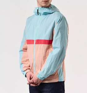 Custom Design Wholesale <b>Canvas</b> Crinkled Windbreaker Jackets Men Breathable Outdoor 100% Polyester Hooded Stand Vintage Jacket - Product Image 4