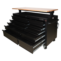 Armoire à outils 142 cm, 10 tiroirs, acier thermolaqué noir, OEM, verrouillable, hauteur réglable, fermeture amortie, sur roulettes, pour mécanicien, garage