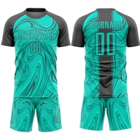 Conjunto de Uniforme de Fútbol Unisex de Último Diseño, Transpirable, de Manga Corta, con Transferencia Térmica, de Alta Calidad, Personalizable con Nombre de Jugador, Venta al Por Mayor