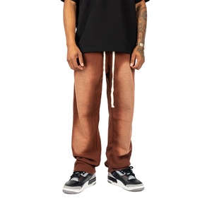 Pantalones de Hombre Casuales de Lona 100% Algodón, Lavado Ácido, Pierna Ancha, con Cordón, Estilo Vintage, al por Mayor - Product Image 1