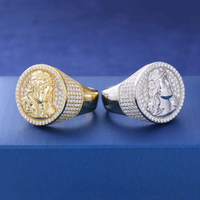 Anillo Clásico con Cabeza de Jesús de Diamante Moissanite para Hombre y Mujer, Amuleto Religioso, Accesorios para Bodas y Fiestas en Plata de Ley 925