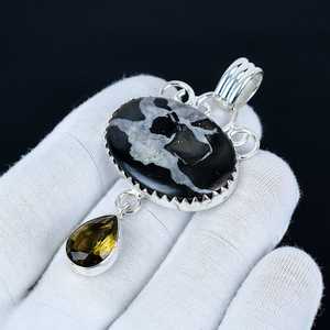Pendentif en pierre précieuse d'onyx noir, argent sterling 925 massif, fait à la main, unique, bijoux de haute qualité pour enfants, à porter tous les jours - Product Image 3