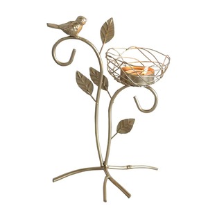Porte-bougie élégant en métal doré en forme de nid d'oiseau pour centre de table, salon, table à manger et décoration intérieure - Product Image 1