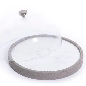 Cúpula de comida grande de cuero de la mejor calidad, cúpula redonda para fiesta de boda, servidor de comida, cúpula y plato para servir elegante - Product Image 2