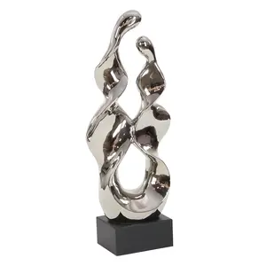 Irregular Shape Aluminum Sculpture With Marble Base For Home Tableware Decoration Hot Luxury Metal Sculpture For sale