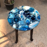 Plateau de table basse en agate quartz, beauté sereine, pierre semi-précieuse, comptoir en marbre