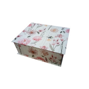 Boîte à bijoux en papier en forme de livre à motifs floraux - Product Image 1