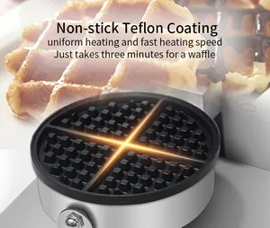 Thương Mại Waffle Nhà Sản Xuất Điện Sắt Không Dính Cho Bánh, Nhà Hàng, Snack Bar Hoặc Hộ Gia Đình, 1400W 110/220V-Đầu Duy Nhất