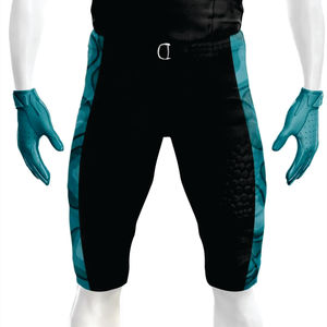 Personalizado 100% poliéster sublimado uniforme de fútbol americano transpirable negro verde azulado aparejos sarga equipo corto Jersey logotipo frontal - Product Image 5