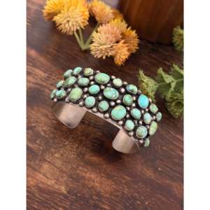 Bobby Johnson Sonoran Mountain Turquoise & Sterling <b>Silver</b> Cluster Fashion <b>Cuff</b> <b>Bracelet</b> - Product Image 4
