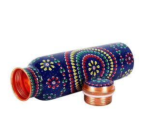 Botella de agua de cobre impresa con esmalte de diseñador con botellas de cobre puro de la India Artículos de bebida de botella de cobre únicos - Product Image 5