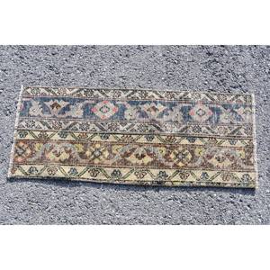 พรมตุรกีวินเทจ ขนาด 1.3 x 3.2 ฟุต สีน้ำเงิน ลายปะติดปะต่อ ทำจากวัสดุขนสัตว์ เป็นมิตรกับสิ่งแวดล้อม KayraHome พรมปูพื้นขนาดใหญ่ รูปทรงสี่เหลี่ยมผืนผ้า สำหรับห้องโถง - Product Image 4