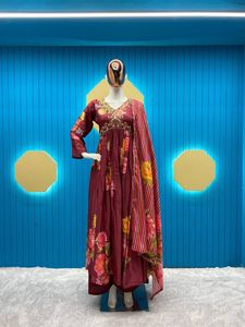 ชุดสูทผ้ามัสลินผ้าคอตตอนผสมหลายสีผ้าไชน์ผ้าคอตตอนพร้อมกางเกงและ dupatta - Product Image 2