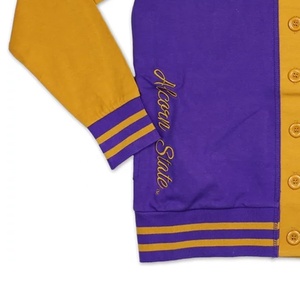 B2B V-Neck Custom Logos On Purple and <b>Gold</b> Knitted Cardigan Sweaters Knitwear Tops Clothes for Women - Product Image 5