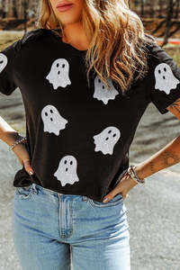 Sudaderas Gráficas de Invierno con Lentejuelas para Mujer, para Halloween y Navidad, Manga Larga, Brillantes, con Diseño de Calabaza, Fantasma, Sudadera Fea - Product Image 6
