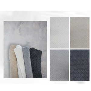 Mian Dark Grey Recycled Cotton Yarn Dyed Jacquard Woven Bath Rug <b>Set</b> 40x60 cm + 60x100 cm Made In Turkey - Product Image 2
