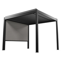 Pergola motorisée murale en aluminium pour extérieur avec finition thermolaquée, auvent à toit à lamelles pour balcon et jardin
