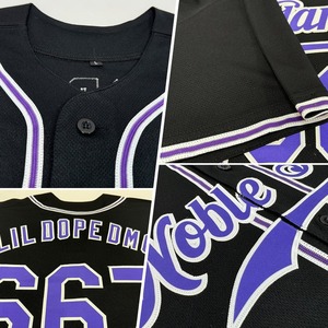 Maillot de baseball authentique personnalisé noir violet-blanc - Product Image 6