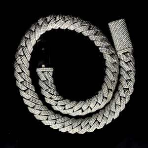 16" Miami <b>Iced</b> <b>Out</b> Cuban <b>Chain</b> Made In 925 Sterling Silver Embellished With Moissanite Diamond <b>Iced</b> <b>Out</b> Hiphop Cuban Link <b>Chain</b> - Product Image 2