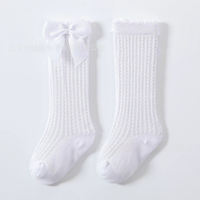 Chaussettes en coton élégantes pour filles, tricotées douces, avec grand nœud, logo personnalisé, respirantes, antidérapantes, séchage rapide, écologiques, vente en gros