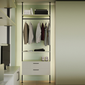 Kit di mobili per ufficio lungo 1m di Emuca con 4 ripiani in legno e 1 staffa sospesa per barra Zero realizzata in alluminio verniciato in plastica Zamak - Product Image 3