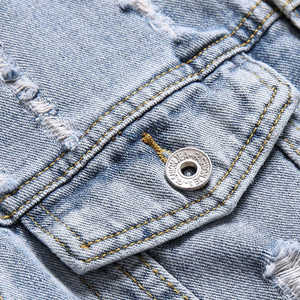 แจ็กเก็ตยีนส์สำหรับผู้ชายเสื้อแจ็กเก็ตยีนส์แขนยาวผ้าคอตตอนดีไซน์ใหม่ - Product Image 3