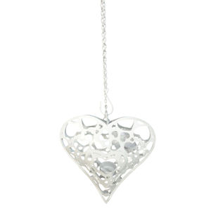 Ornement décoratif de mur de coeur suspendu en métal de fer de conception standard blanc fini pour la maison et la décoration de Noël en vrac fait à la main - Product Image 3