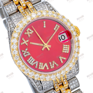 Montre de luxe en diamant Moissanite Iced Out Full Pave Setting, cadran noir, chiffres romains, affichage de la date, montre de bijoux Hip Hop - Product Image 2
