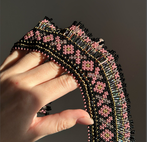 Trendy High Quality Unique Western Beaded <b>Scarf</b> Necklace, Fringe Beaded Bandana - Product Image 2